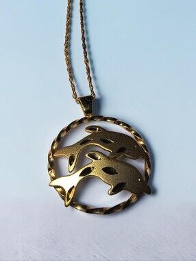 14K Gold Filled Dolphin Charm or Pendant Necklace 18 Inches